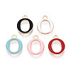 Rack Plating Alloy Enamel Pendants ENAM-T024-53O-G-1