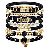 8Pcs 1Bag Rugby Polymer Clay Heishi & CCB Plastic Beaded Stretch Bracelets Set BJEW-PA0001-12E-1
