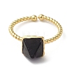 Natural Mixed Gemstone Pyramid Open Cuff Ring RJEW-M155-06G-3