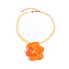 Alloy Enamel 3D Flower Pendant Imitation Leather Cord Multi-strand Necklaces for Women WGB1BBC-01-1