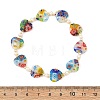 Handmade Millefiori Lampwork Heart & Natural Pearl Beaded Stretch Bracelets BJEW-JB14294-02-4
