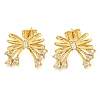 Bowknot Brass Micro Pave Cubic Zirconia Stud Earrings for Women EJEW-P275-05G-1