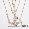 3Pcs Elegant Brass Crystal Rhinestone Dolphin & Teardrop Pendant Necklace Sets for Women SP9104-1