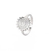 Non-Tarnish 304 Stainless Steel Flat Round with Initial Letter Open Cuff Ring for Men Women RJEW-S405-246P-G-3