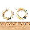 201 Stainless Steel & Resin Beaded Flower Hoop Earrings EJEW-JE07175-01-5