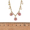 Natural Mixed Stone Faceted Round Beaded Flower Pendant 304 Stainless Steel Satellite Chain Necklaces NJEW-JN06500-4