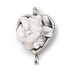 Natural Mixed Gemstone Chip 304 Stainless Steel Heart Connector Charms KK-P300-31P-2