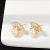 Fan Brass Micro Pave Clear Cubic Zirconia Clip-on Earrings EJEW-H154-12G-1