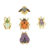 5Pcs 5 Style Alloy Enamel Brooches JEWB-LS0001-17-3