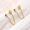 Real 18K Gold Plated 925 Sterling Silver Chains Front Back Stud Earrings PA4661-1-2