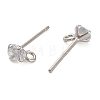 Rhodium Plated 925 Sterling Silver Ear Stud Findings STER-F058-01P-07-2