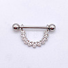 304 Stainless Steel Clear Cubic Zirconia Leaf Nipple Rings WG994A5-01-1