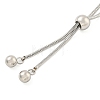 Non-Tarnish Round Beaded 304 Stainless Steel Pendant Necklaces for Women NJEW-G137-01P-3