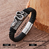 Vintage 304 Stainless Steel Men's Braided PU Leather Bracelets with Metal Magnetic Clasps LE2657-1-1