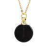 Natural Black Onyx(Dyed & Heated) Flat Round Perfume Bottle Pendant Necklaces PW-WGD45C6-04-1