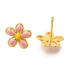 Rack Plating Flower Brass Stud Earrings EJEW-H016-42G-2