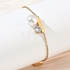 304 Stainless Steel Cuboid Link Bracelets SA-CBA5F76-06G-3