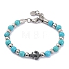 Synthetic Turquoise & Synthetic Magnetic Hematite Anchor Beaded Bracelet BJEW-P339-01P-05-1