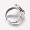 Tarnish Resistant Adjustable 304 Stainless Steel Finger Rings Components LS-A-STAS-F149-18P-D-3