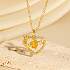 Mother's Day Brass Micro Pave Yellow Cubic Zirconia Yellow Mom Heart Pendant Necklaces for Women WGADC0E-03-1