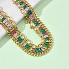 304 Stainless Steel & Glass Double Layers Chain Bracelets for Women BJEW-F540-10G-04-3