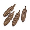 Tibetan Style Alloy Feather Big Pendants TIBEP-A12720-AB-NR-1