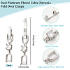 10Pcs Brass with Cubic Zirconia Fold Over Clasps ZIRC-BBC0002-67P-2