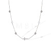 Religion 304 Stainless Steel Pave Clear Cubic Zirconia Cross Link Chain Necklaces for Women WGE3C6C-02-1