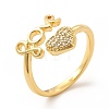 Clear Cubic Zirconia Heart & Word Love Open Cuff Ring KK-H439-09G-1