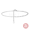 925 Sterling Silver Cable Chain Anklet AJEW-Z029-11P-1