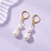 Oval Natural Cultured Freshwater Pearl Leverback Earrings EJEW-JE06972-1