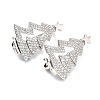 Brass Micro Pave Clear Cubic Zirconia Brooch for Christmas ZIRC-I053-10P-1