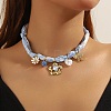 Alloy Enamel & Rhinestone & Resin & Acrylic Flower Pendant Printed Cloth Scarf Necklaces for Women FS-WG8696E-01-2