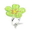 5Pcs 5 Colors Luminous Glow in the Dark Flower Resin Finger Rings Set RJEW-JR00641-S-2