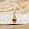 Brass Micro Pave Clear Cubic Zirconia Enamel Sacred Heart Pendant 304 Stainless Steel Cable Chain Necklaces WGB424C-05-1