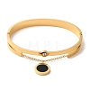 Enamel Flat Round Charms Bangles BJEW-F474-17G-2