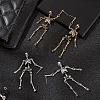 2 Pairs 2 Colors Alloy Skeleton Skull  Dangle Stud Earrings for Halloween EJEW-FI0001-11-7