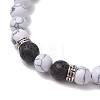 Natural Howlite Round Beads Stretch Bracelets BJEW-JB11493-01-3