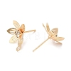 Brass with Glass Stud Earrings Findings KK-K333-35G-2