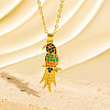 Brass Micro Pave Cubic Zirconia Bird Pendant Necklaces for Women WG99159-01-1