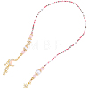 1Pc Alloy & Resin & Glass Seed Bead & Rhinestone Moon Star Beaded Chain Bookmarks AJEW-BM0001-40-1