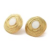 Ion Plating(IP) 304 Stainless Steel Flat Round Stud Earrings EJEW-C114-05G-2