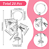 20Pcs Alloy Ballet Shoes & Dancing Girl & Heart Keychains KEYC-SC00043-2