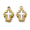 304 Stainless Steel Pave Natural White Shell Cross Charms STAS-S163-26G-1