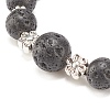 Natural Lava Rock Round Beaded Stretch Bracelet with Alloy Flower BJEW-JB08010-4