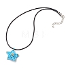 Glass Seed Beaded Star Pendant Necklaces NJEW-MZ00081-02-4