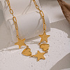 304 Stainless Steel Star Heart Link Chain Necklaces for Women UT7445-3