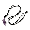 Natural Mixed Gemstone Conical Pendulum Pendant Necklace with Nylon Cord for Women NJEW-B106-01-3