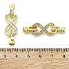 Brass with Clear Cubic Zirconia Fold Over Clasps KK-Z080-04G-3