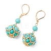 Gemstone & Seed Beads Leverback Dangle Earring for Women EJEW-MZ00725-3